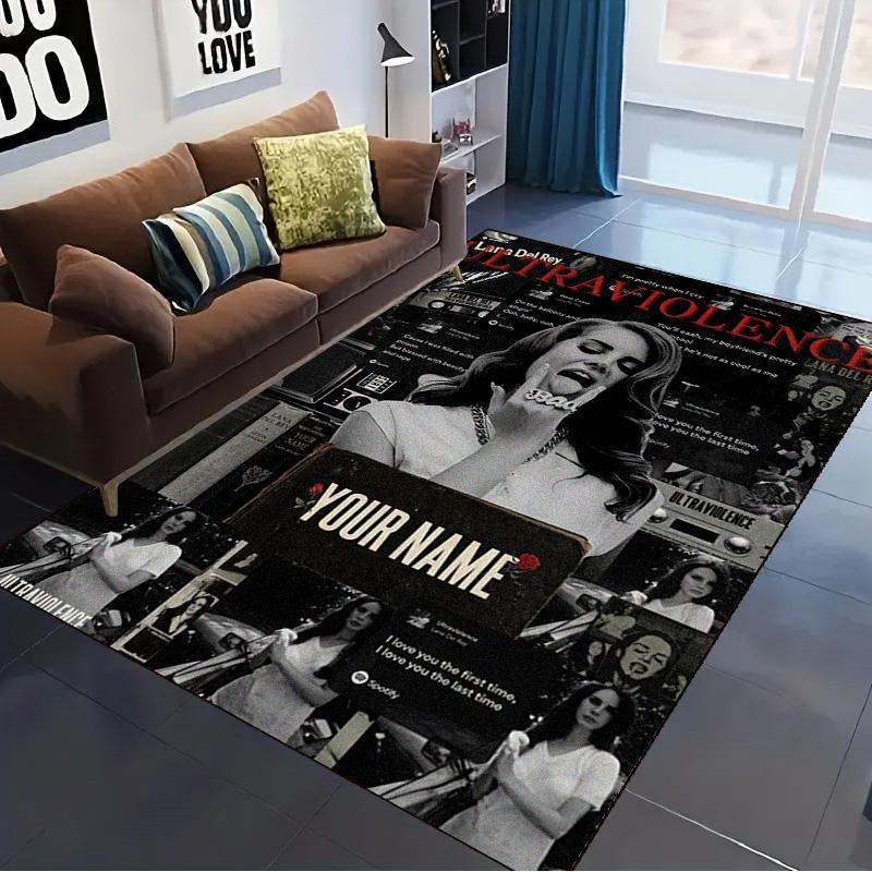 Name Custom Lana Del Rey Poster Carpet Rug for Living Room Bedroom Home Sofa Decoration,Kids play Non-slip Floor Mat