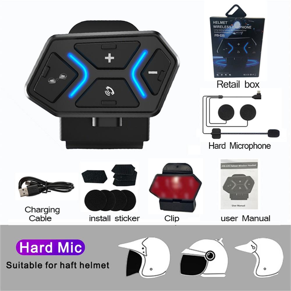 Kebidumei 500M 2-Person Full Duplex Talk Wireless Motorcycle Helmet Intercom V5.4 Bluetooth Headset Handsfree Waterproof & Noise Reduction