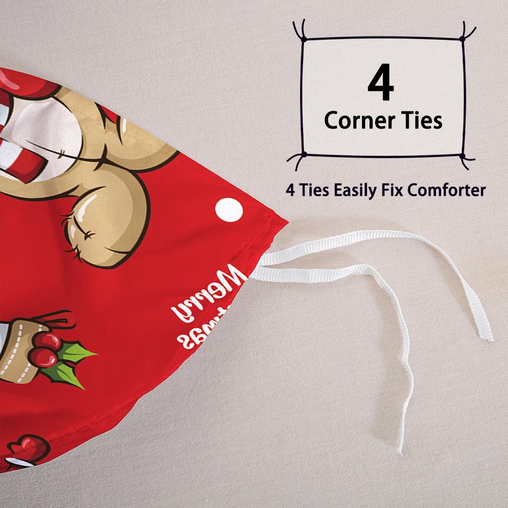 3pcs/set Christmas Reindeer Snowman Bedding Set Includes 1 Duvet Cover And 2 Pillowcases Soft And Skin-Friendly
