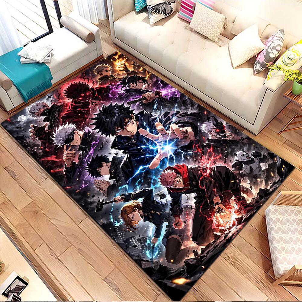 Epic Anime Warriors Showdown Patterned carpet, non slip mat suitable for living room and bedroom sofas