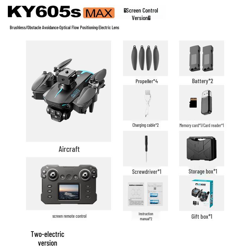 Ky605s Drone with Screen - HD Aerial Photography, Brushless, Optical Flow, Quad Axis Control
