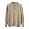 Herren Wollkaschmirpullover - Langarm Umlegekragen Polopullover für Herbst/Winter