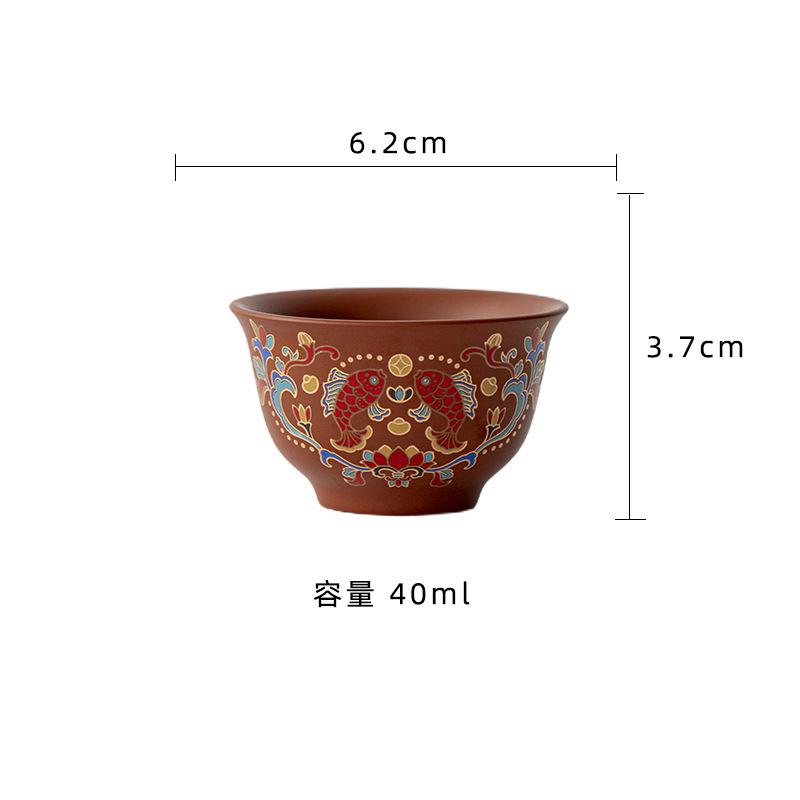 

2pc/lot Purple Clay Colour Enamels Teacup Traditional Tea Bowl Single Cups Tea-tasting Fragrance Cup Chazhan Master Cups 40ml