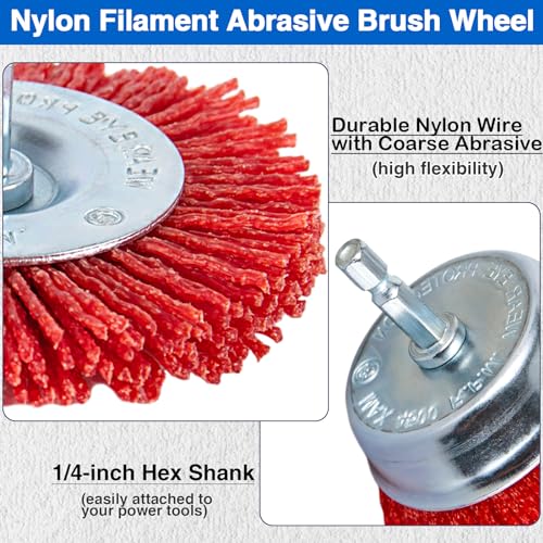 Nylon grinding brush 9-piece set, including wheel brush and cup brush, paint and rust removal cleaning brush for electric drill