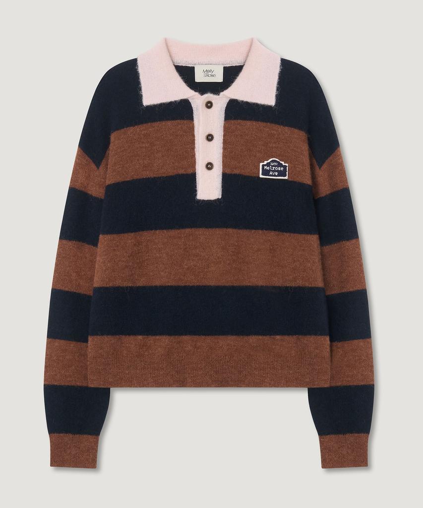 MELLY&ROSE Sunset Wide Stripe Polo Knit (310254)_Navy