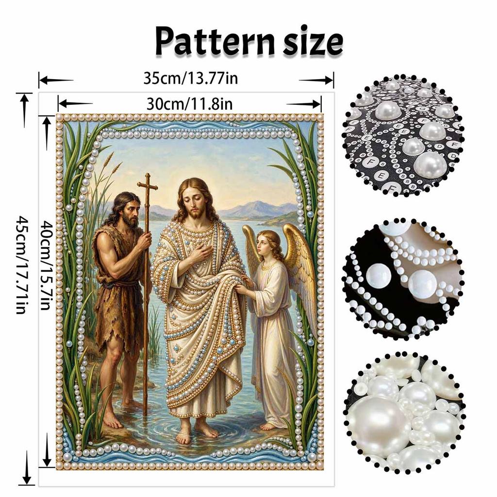 DIY 3D Pearl Diamond Painting Art Set Jesus Baptism Home Decor Art Set Wall Art