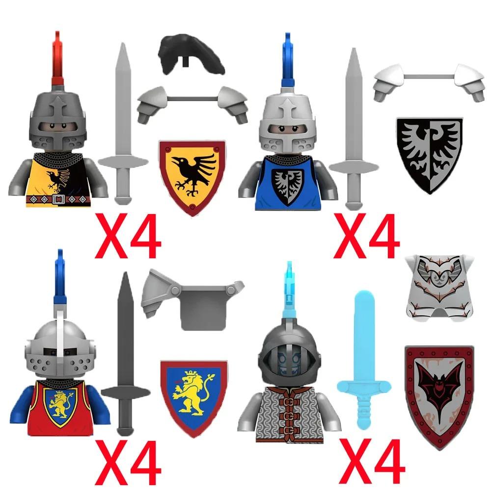 Medieval Military Building Blocks Solider Figures Gifts Weapons Shields Helmets Lionheart Teutonic Knights Militiaman Farmer MOC