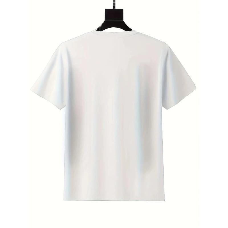 European Size Plus Size Men's T-Shirt Cotton, Minimalist Fashion, ECG Line Print On Chest, Comfortable Casual Short-Sleeved T-Shirt for Summer