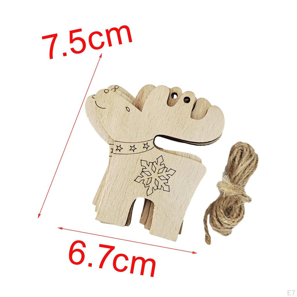 10 Pieces Unfinished Wooden Cutouts Christmas Tree Decoration Hanging Unpainted DIY