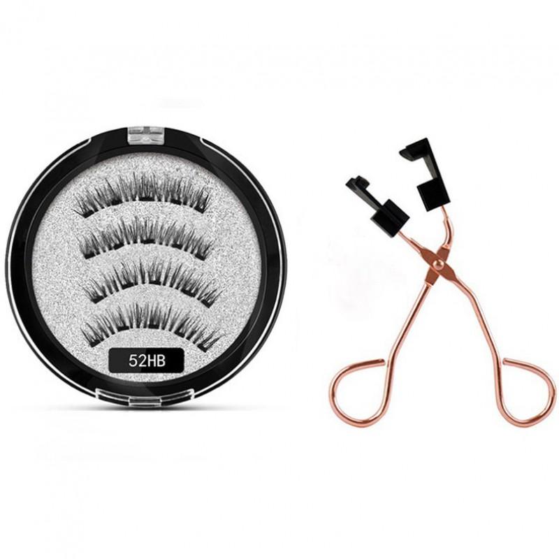 Magnetic False Eyelashes Set With Eyelash Curler Soft Natural Full Strip Reusable No Glue