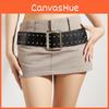 Leather Punkinspired Belt Decorative Nail Motifs Snap Closure Trendsetter Looks