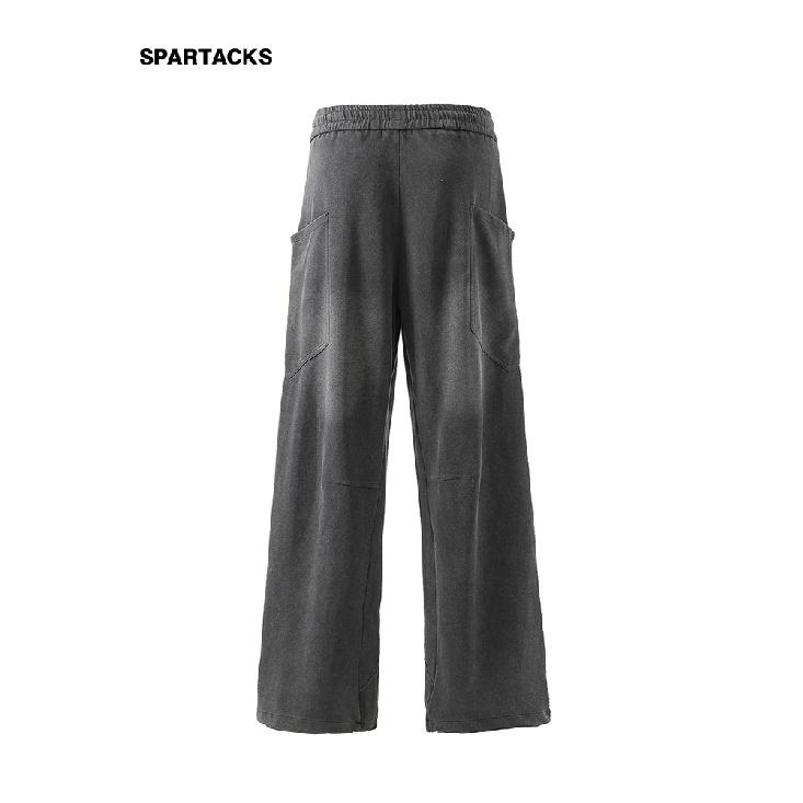 American-Style Deconstructed Washed Sweatpants Men's Autumn and Winter Fashionable Vibe Design Casual Pants Retro Minority Black Wide-Leg Pants