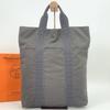 HERMÈS Her Line Cabas Vertical Hand Tote Bag Canvas Gray Grey A4 Compatible Auth
