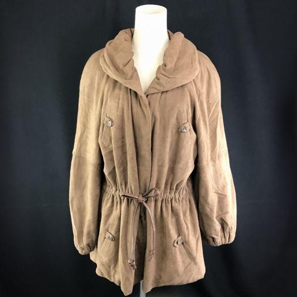 Chloe /Lambskin Leather Coat/Ladies 42/Volume Collar/Suede/Hidden Buttons/Drawstring Hem/Blouson/Outerwear(USED)