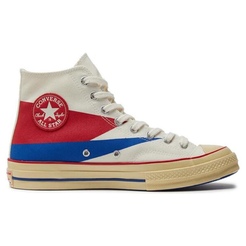 Converse Chuck 70 Plus Retro Egglet Abrasion Resistant High Top Canvas Shoes Unisex Beige Blue