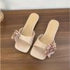 Fashion Women French Flowers Slippers Summer Slides Open Toe Flat Casual Shoes Leisure Sandal Female Vacation Beach Flip Flops