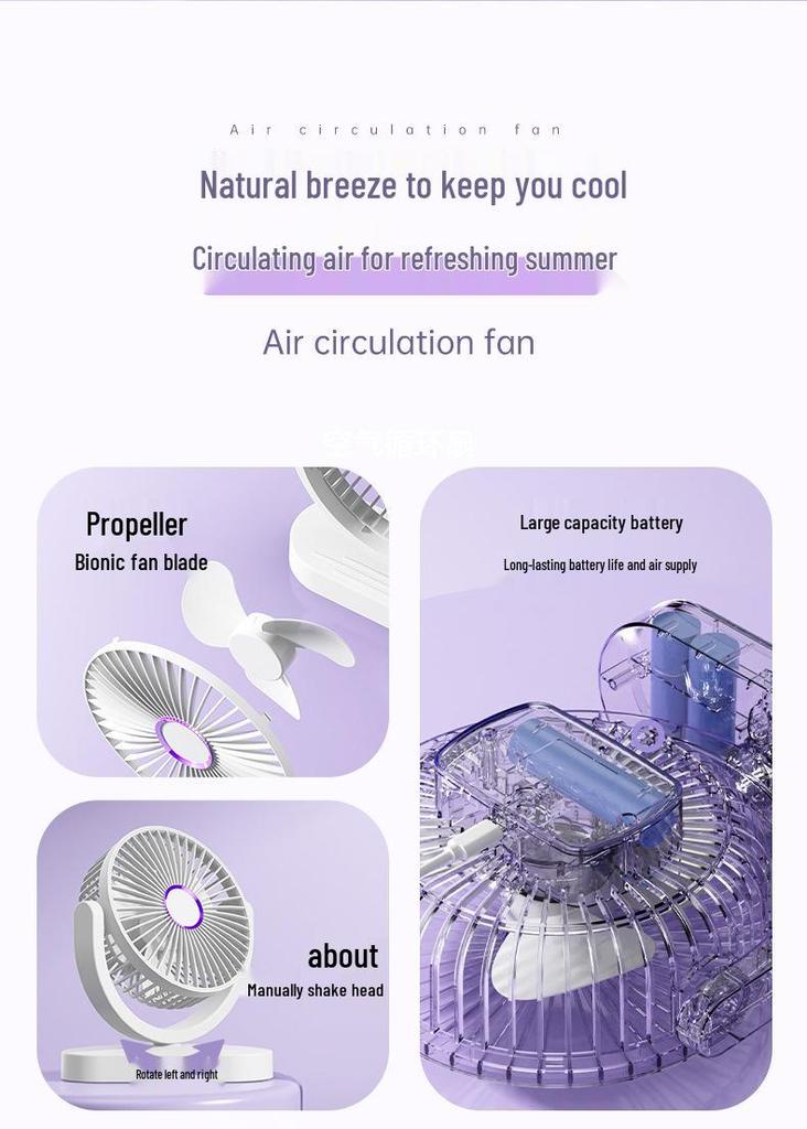 USB Rechargeable Silent Mini Desktop Fan for Dorm, Office, and Study