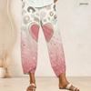Women Plus Size Cross Hem Long Pants Colorful Sketch Heart Star Graffiti Print Loose Casual Trousers