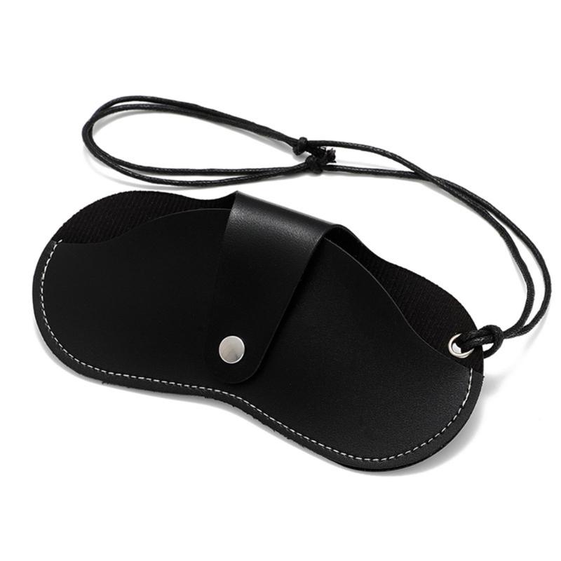 Portable Neck Hanging Glasses Case Soft Leather Outdoor Sunglasses Pouches for Daily Commutes and Travel
