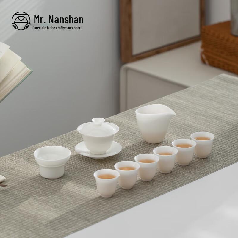 

Nanshan Mr. White Porcelain Kung Fu Tea Set with Bell Gaiwan (9-piece)