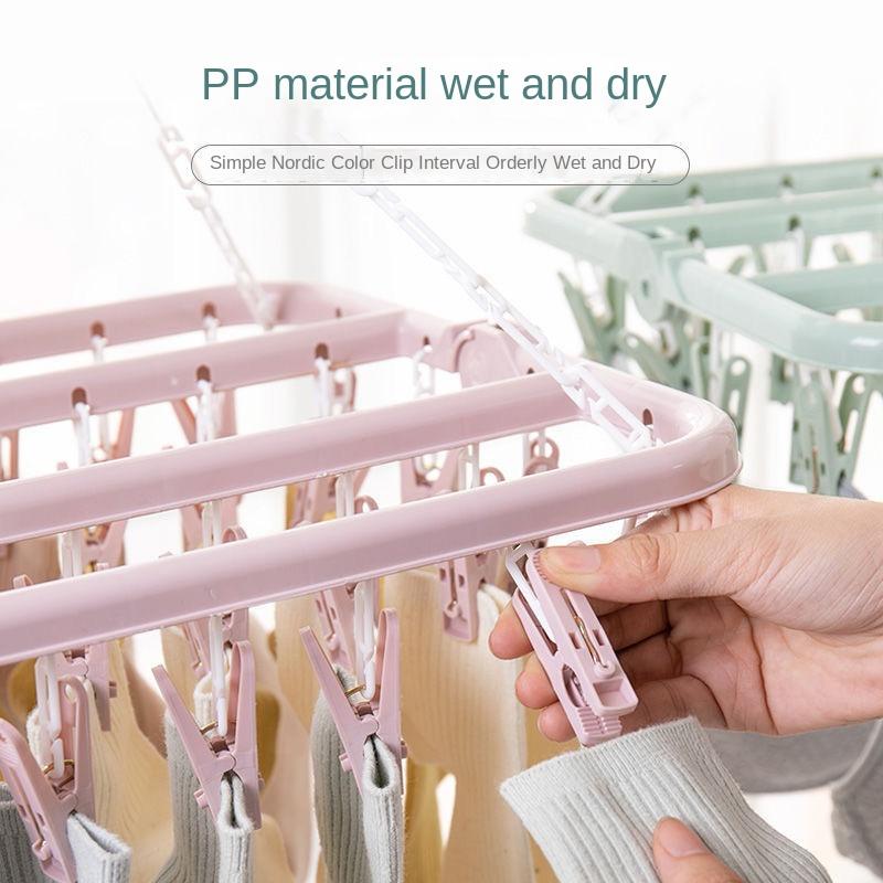 Windproof Drying Rack Plastic 32 Clip Hanger Young Students Sock Rack Baby Home Multi-functional Drying Rack Durable