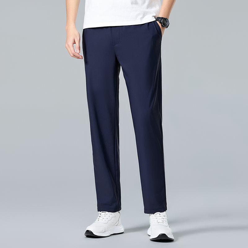 2026 Men's Summer Lightweight Elastic Waist Nylon Pants - Breathable and Stretchable Ice Silk Casual Trousers