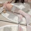 Ballet-Style Bow Mid-Calf Socks Women Summer Thin Hollow-Out Lace Slouch Socks