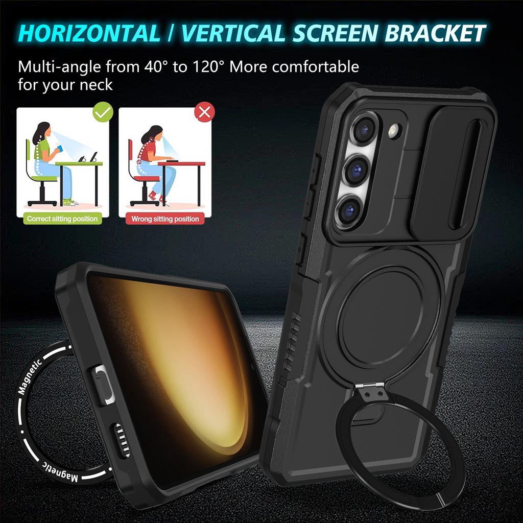 For Samsung Galaxy S23 Case Lens Protection Kickstand Magnetic Phone Cover