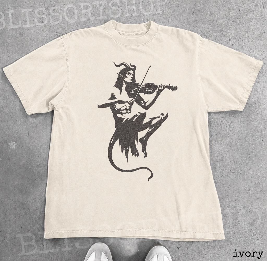 Dark Fantasy Shirt, Gothic Demon Tee, Vintage Engraving Graphic, Medieval Mythical Art Shirt, Occult Tattoo Style, Blackwork Illustration