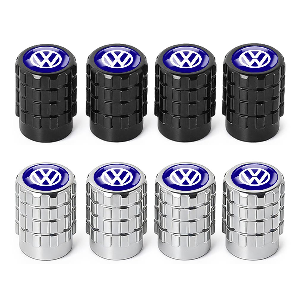 4PC Aluminium Car Tire Valve Stems Cap Gear-Shaped-Valve For Volkswagen TSI TDI R32 MK4 GTI Golf Polo Tiguan Passat Jetta Touran