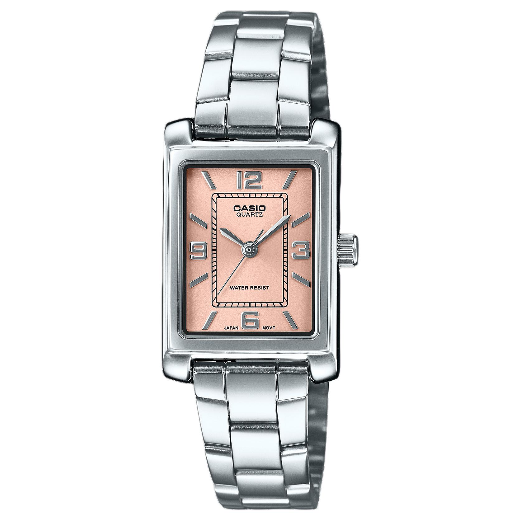 Casio Trendy Versatile Quartz Movement Stainless Steel Strap Watch Women watches Pink LTP-1234DD-4A Regular Watch Box,Pink Watch Dial