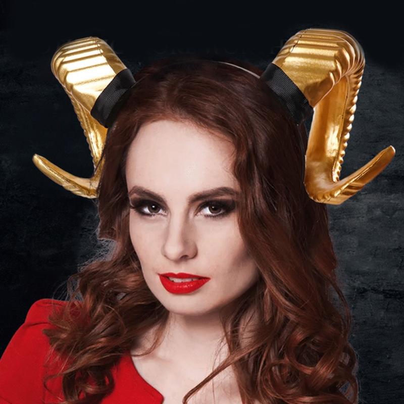 Halloween Witch Ox Horn Shape Headband Shoot Movie Demon Evil Hair Hoop Greek God Cosplay Party Costume Headpiece