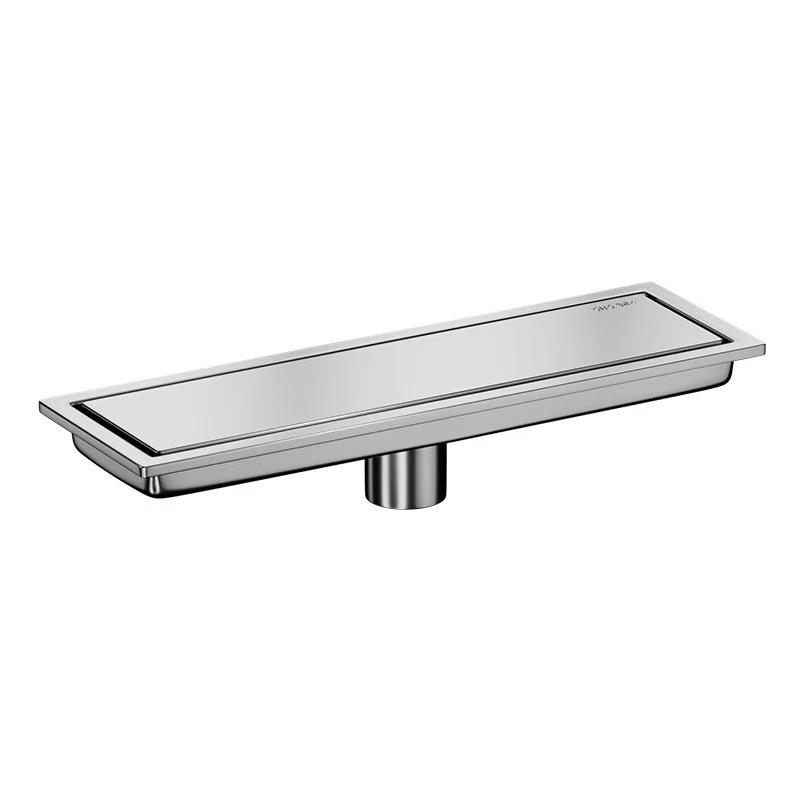 304 Stainless Steel Floor Drain Anti-Odor Bathroom Shower Drainage Rectangle Long Bath Drains for Kithchen Toilet 20-60cm
