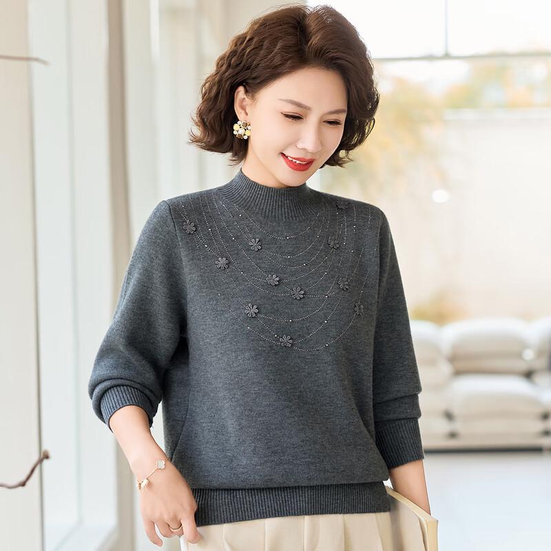 Paster Mid-Aged Women's Warm 3D Floral Sweater