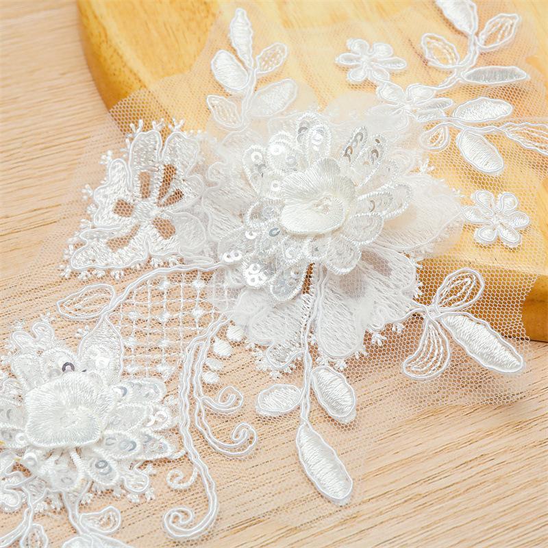 Beads Car Stock Three-Dimensional Embroidery Pair Of Flowers Lace Lace Sticker Flower Material Accessories Clothing Clothes Decorative Flower Pieces