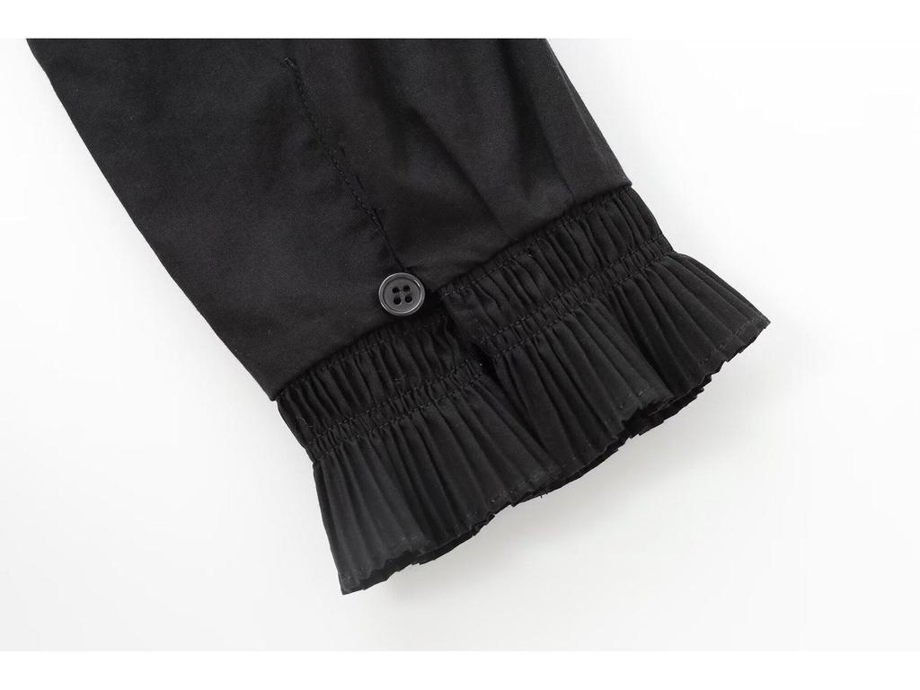 2024 Autumn Women's European & American Style Pleated Layered Fashion Shirt