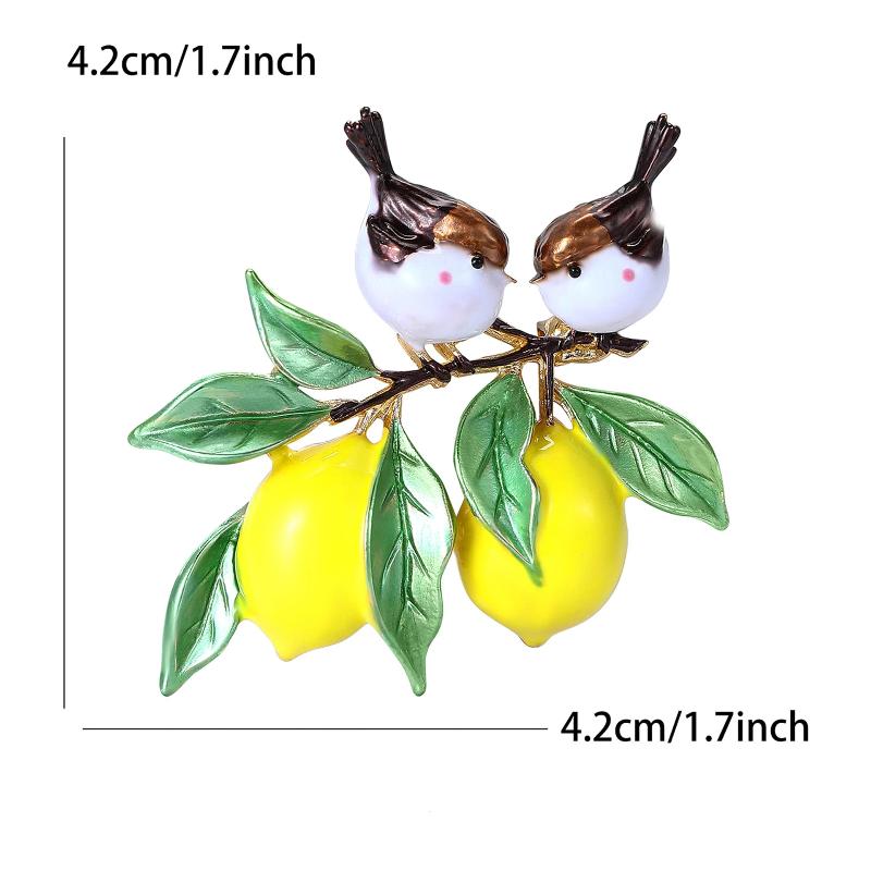 Trendy Enamel Bird And Lemon Brooches For Women Animal Fruit Pins Casual Party Accessories  Year Gifts