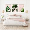 Minimalist Canvas Painting Tropical Leaves Print Nature Poster Green Fresh Pink Wall Art Decorative Pictures for Living Room