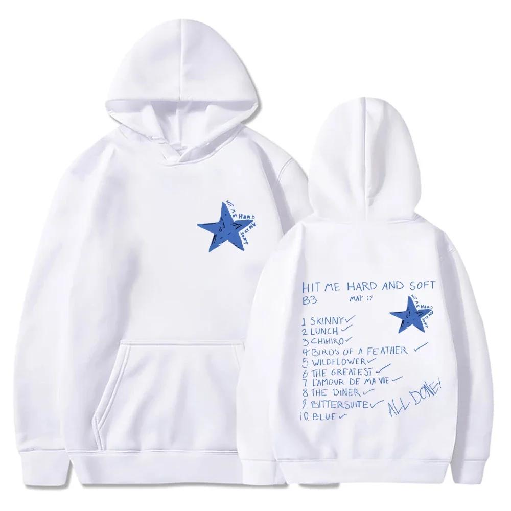 Hip Hop Hettegensere Hit Me Hard and Soft 2024 Tour Hettegenser Genser Menn Kvinner Fleece Sweatshirts Mote Løs Gotisk Hettegenser