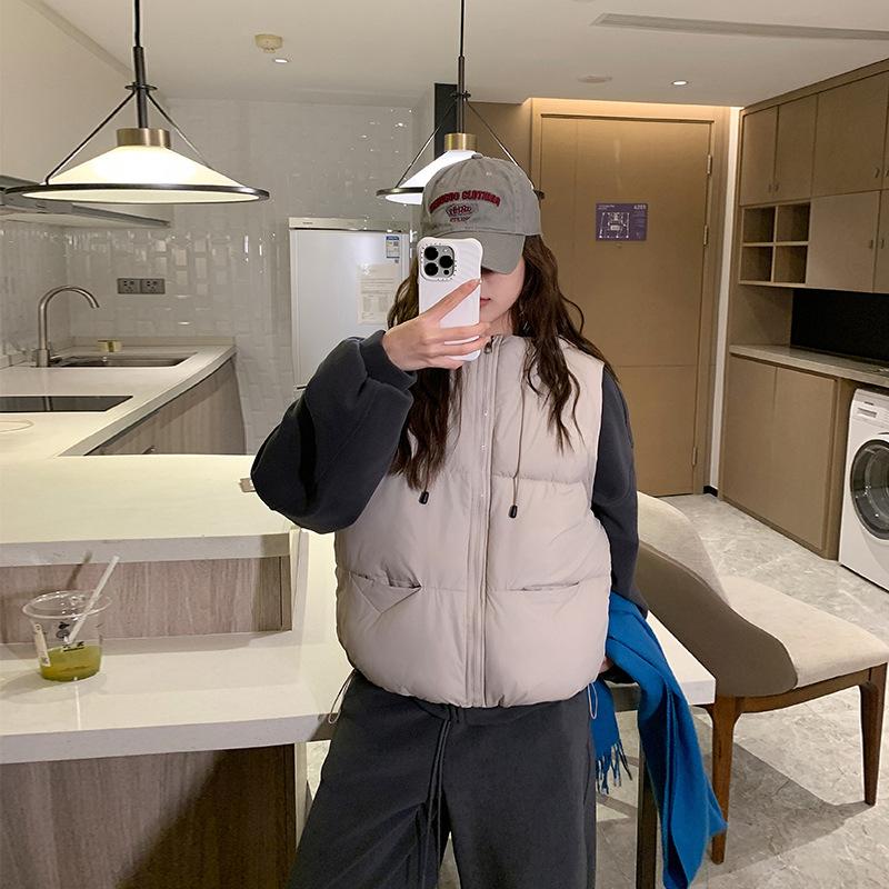 New Winter Short Fashionable Cotton Vest Warm and Versatile Hooded Fashionable Loose Women's Korean Style Slim Jacket