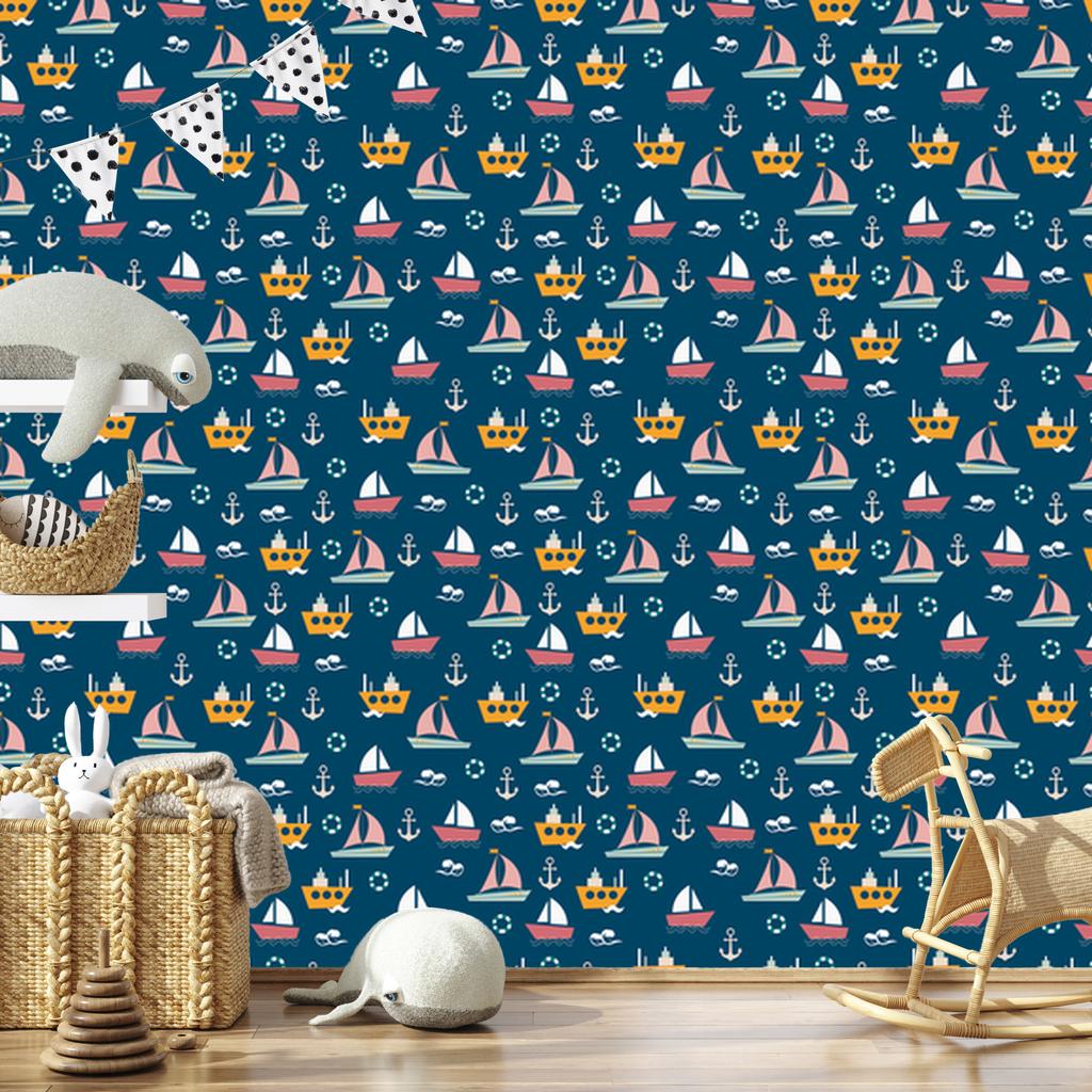 Colorful Boats Wallpaper for Living Room and Bedroom 50x1000