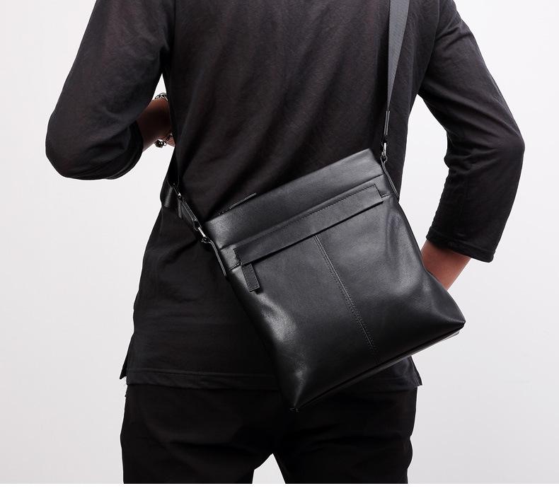 Shihua Eden Men's Genuine Leather Vertical Shoulder Messenger Bag - Trendy Korean Business Casual Backpack