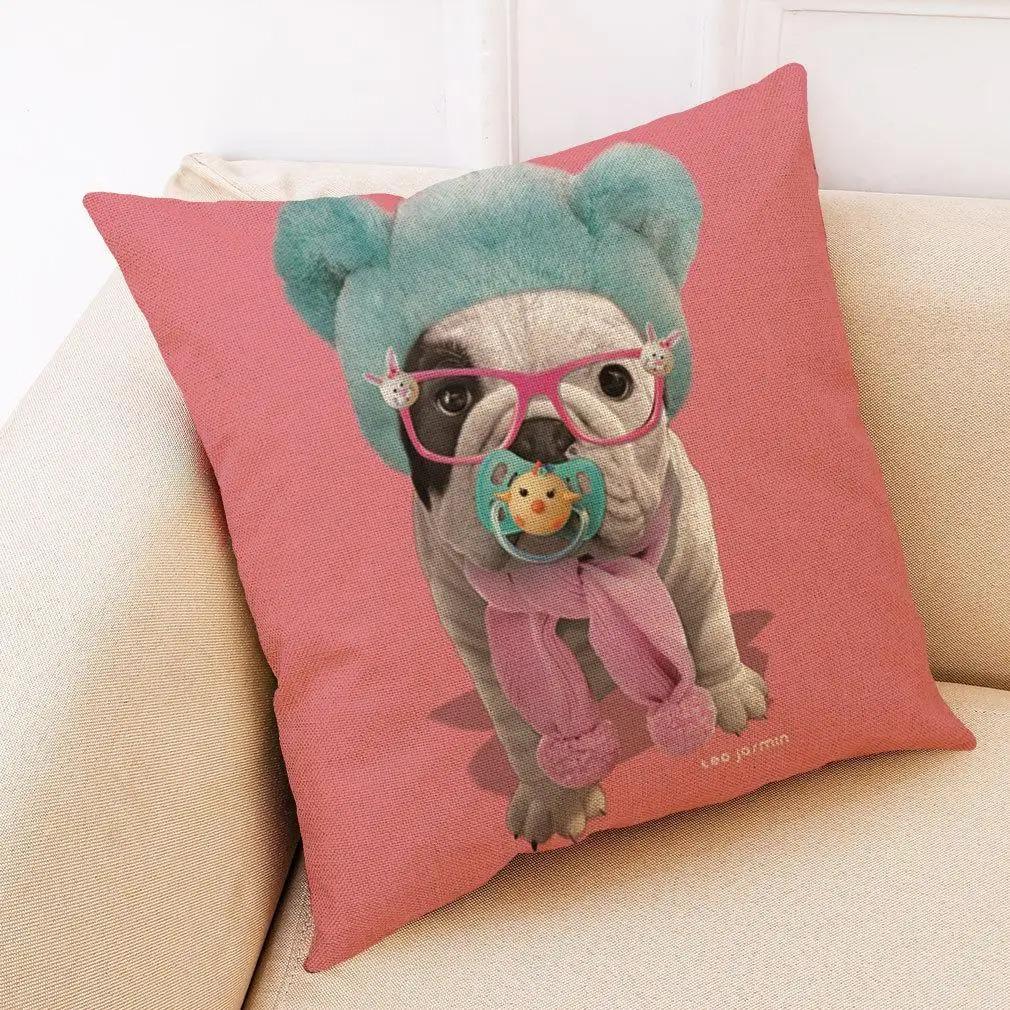 Office Living Room Home Pillowcase Bulldog Pattern Pillowcase Car Ornaments