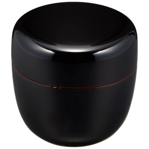 

Nomura Lacquerware, Echizen Lacquer, Pine, Bamboo, and Plum Design, Medium-sized Natsume (Matcha) in Tamuke (Dark Red), 11-174051