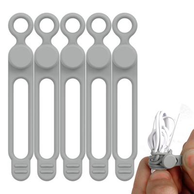 5Pcs Cable Organizer Strong Elasticity Multifunctional Soft Silicone Cable Strap Cord Protector Desktop Accessories