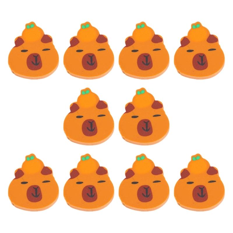 10 Pcs Lovely Animal Pencil Erasers Capybara Erasers Practical Erasers Soft Erasers Reward Gift Back to School Supplies