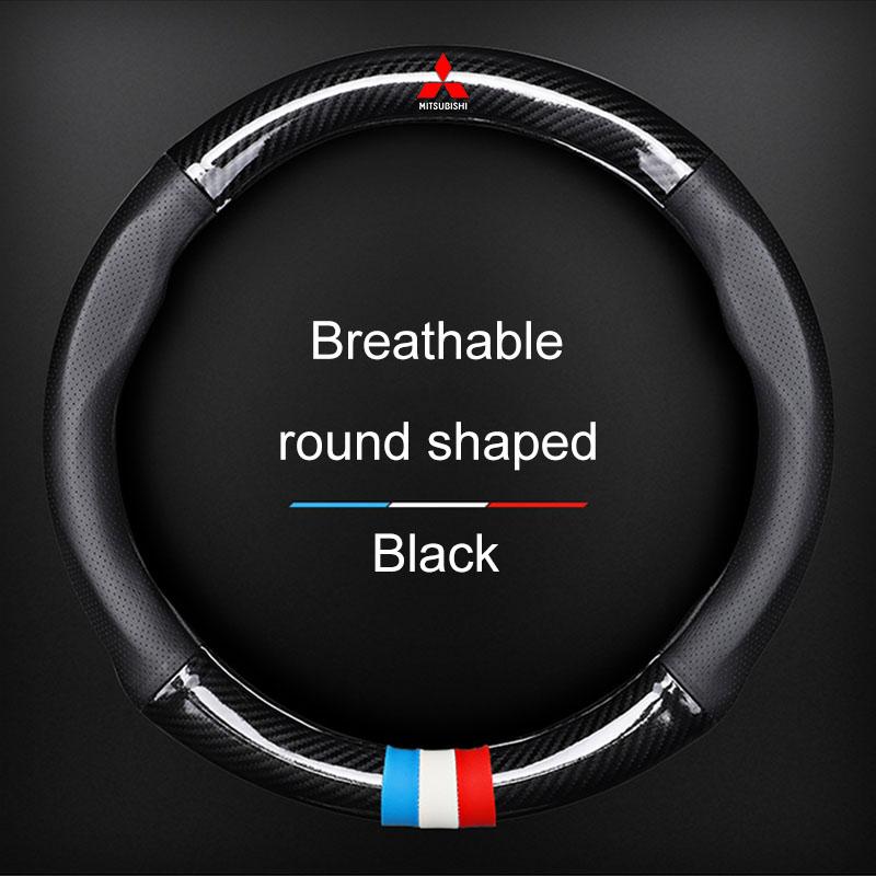 Car Steering Wheel Cover Breathable Anti Slip PU Leather Steering Cover For Mitsubishi Lancer Ralliart 10 3 9 EX Outlander 3 ASX L200 Accessories