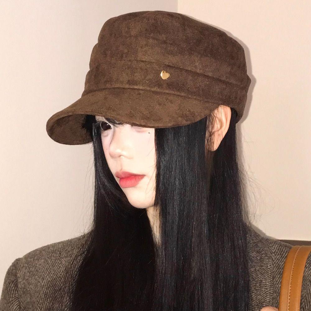 Chamois Flat Cap Korean Style Retro Painter Hat Fashion Suede Equestrian Hat Ladies