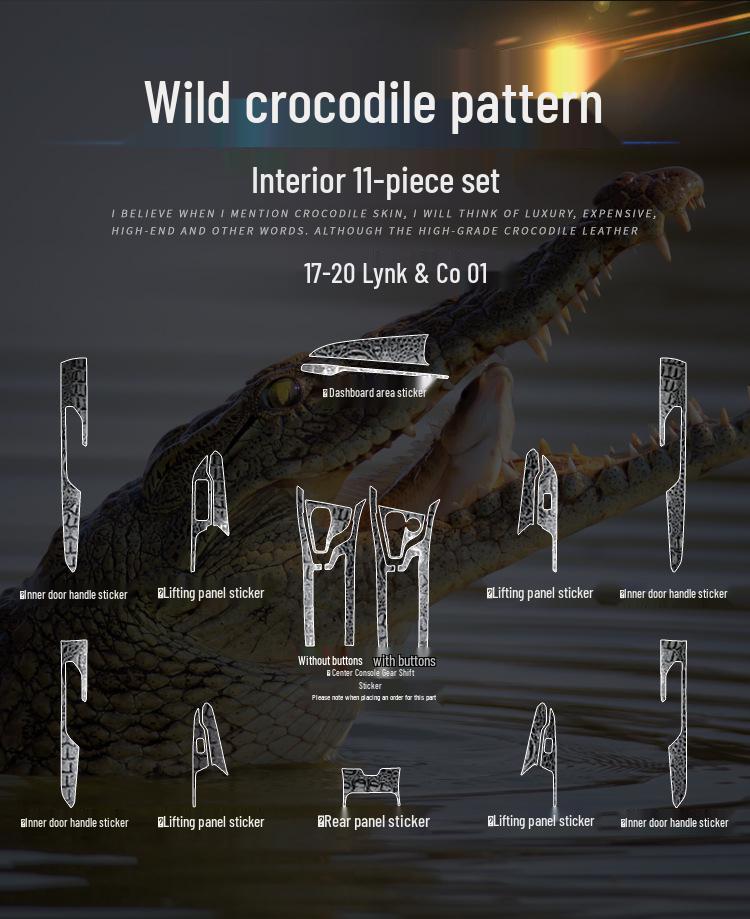 Crocodile Grain Film for Lynk & Co 01-06 Interior Gear Shift Decoration