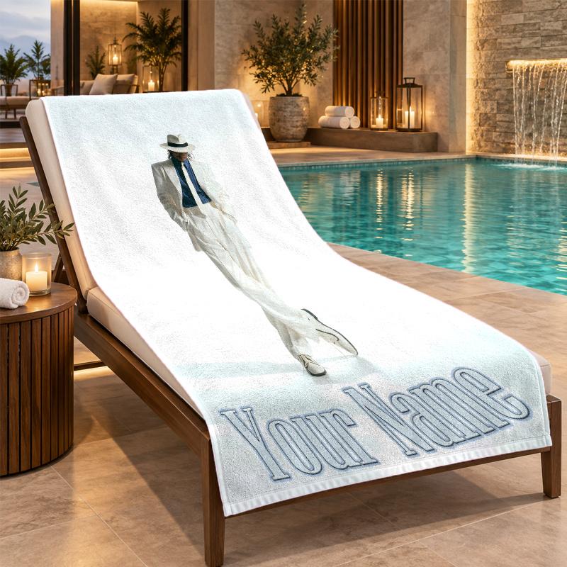 Custom Name Michael Jackson Beach Towel Personalized Text Soft Towel Swimming Travel Bath Gift